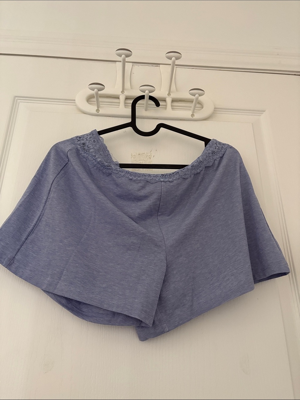 La Vie En Rose Light Blue Lace-Trim Pajama Shorts